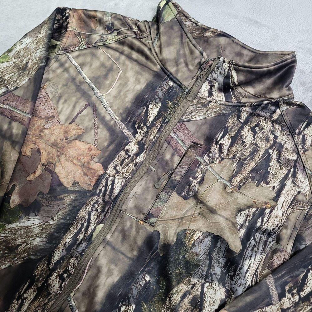 Guide Gear Jacket Mens 2XL Brown Mossy Oak Camo Fleece Lined Softshell Full Zip